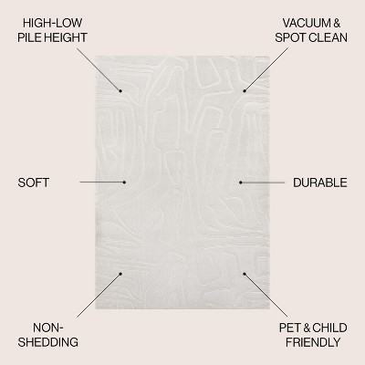 Alcina 8' x 10' White/Cream Abstract High-Low Area Rug