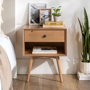NicBex Mid-Century Modern Nightstand with 1 Drawer Bedside Table Solid Wood End Table for Bedroom, Living Room - 1 of 4