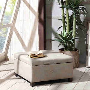 Sapphtopaz Modern Storage Ottoman Square Upholstered Ottoman with Storage Footstool with Button-Tufted Stool for Living Room, Bedroom, Entryway - 1 of 4