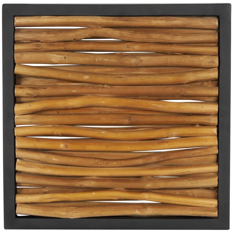 Olivia &#38; May 16&#34;x16&#34; Teak Wood Abstract Handmade Branch Wall Decor with Horizontal Sticks and Black Frames Brown, 2 of 14