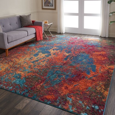 Celestial Atlantic Abstract Round Synthetic Rug 9' x 12'