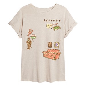 Women's - Friends - Couch and Icons Oversized Graphic T-Shirt - 1 of 4