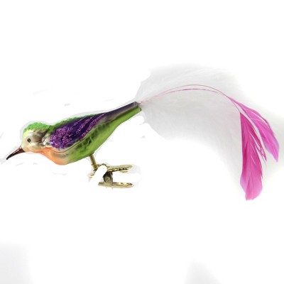 Inge Glas 1.75" Fancy Tailfeathers Bird Easter Clip-On Ornament  -  Tree Ornaments