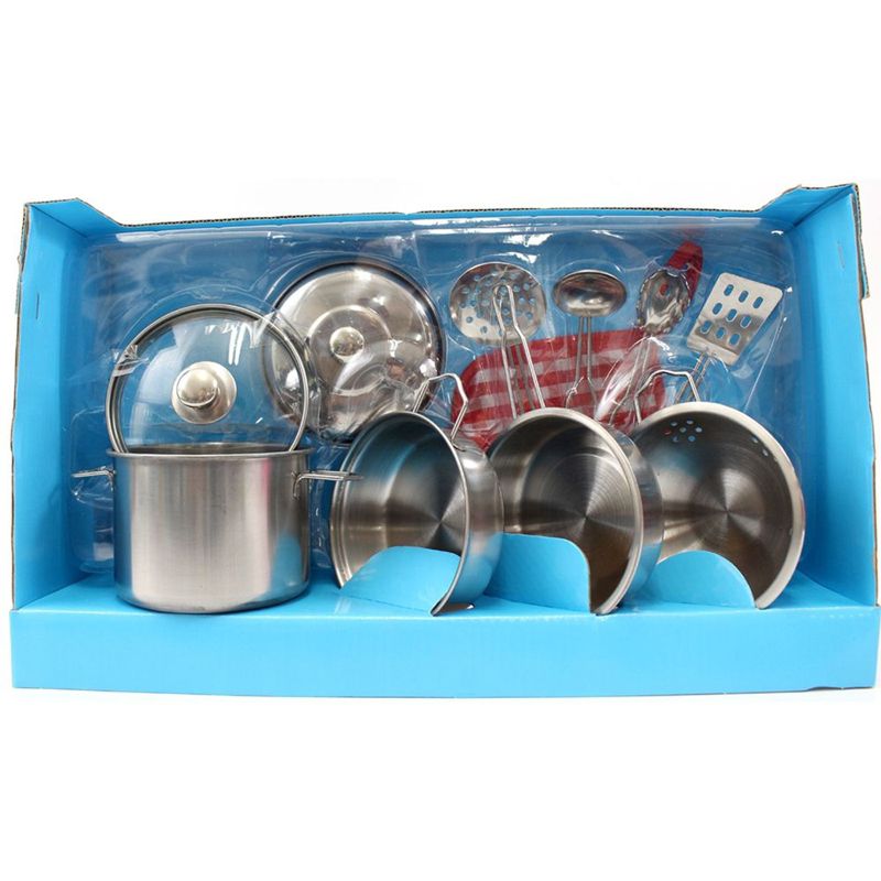 Insten Metal Pots & Pans Kitchen Cookware Playset, Pretend Food Cooking Toys for Children & Kids, 5 of 6