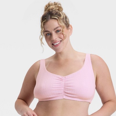 Women's Pointelle Ruched Front Scoop Bralette - Wild Fable™