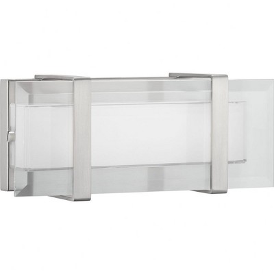 Progress Lighting Miter 1-Light LED Wall Sconce, Brushed Nickel, Clear Beveled Glass
