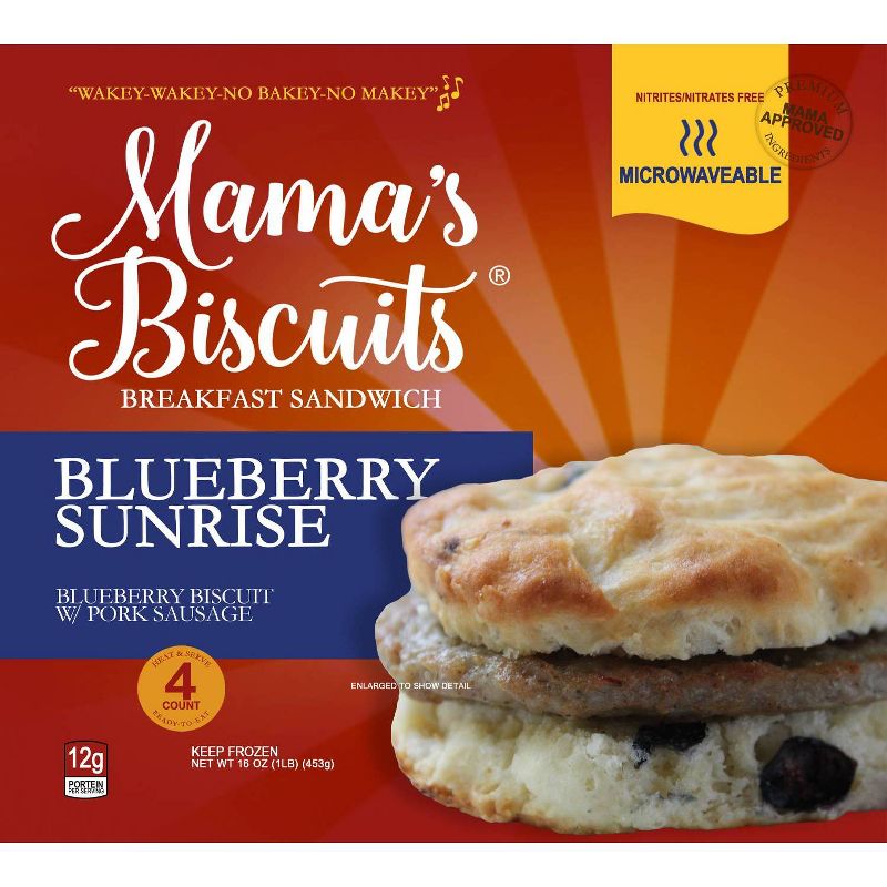 Mama&#39;s Biscuits Frozen Breakfast Sandwiches Blueberry Sunrise - 16oz/4ct, 1 of 6