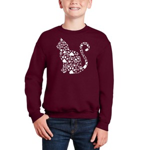 LA Pop Art Cat Claws - Boy's Word Art Crewneck Sweatshirt - 1 of 4