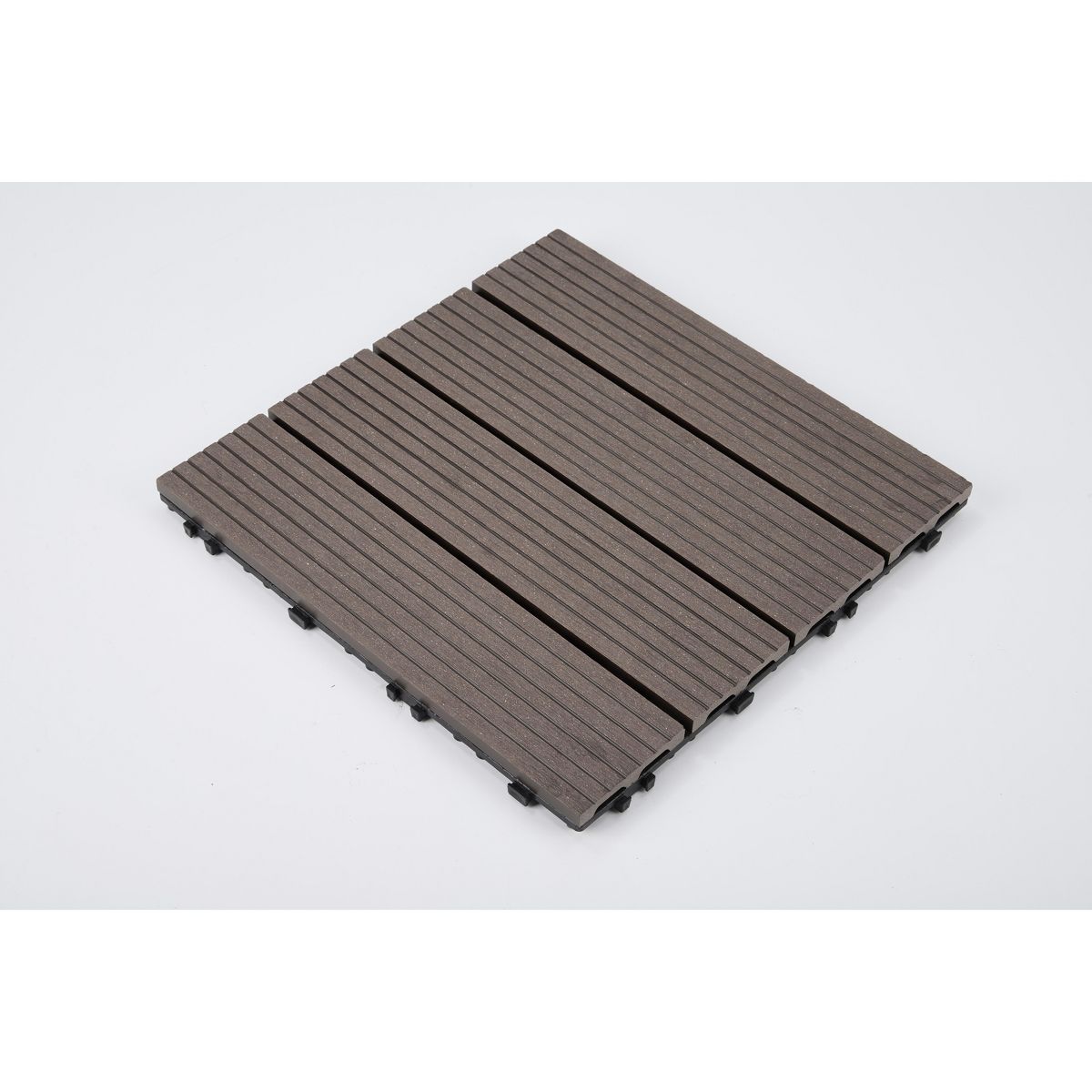 Grooved Interlocking Composite Deck Tiles, Snap-In Outdoor Patio Flooring Tiles for Balcony, Backyard & Walkway Renovation - thumbnail 3