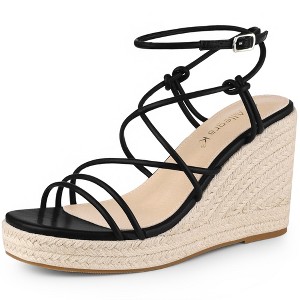 Allegra K Women's Platform Lace Up Wedges Heels Espadrille Sandals - 1 of 4