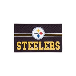 Evergreen NFL Pittsburgh Steelers Embossed Mat Cross Hatch Indoor and Outdoor Doormat - 1 of 4