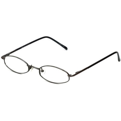Flex Plus Style#102 by Vivid Unisex KIDS Metal Oval 46mm Designer Eyeglasses OR Blue Light Filter OR Reading Glasses in Gun Metal Grey