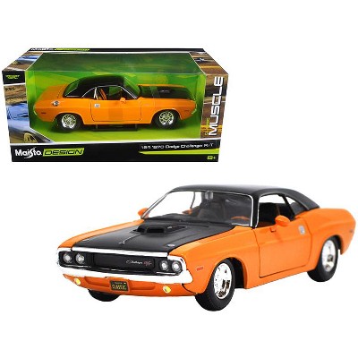 DODGE CHALLENGER 1970 12 cm Opening Doors Pull Back & Go Metal Toy Car Orange 
