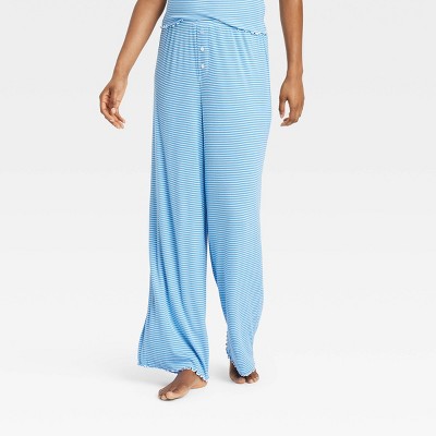 Women's Ribbed Pajama Pants - Colsie™ Blue/Striped S