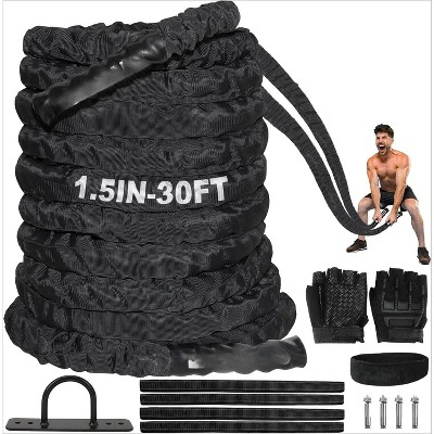 Battle Rope for Home Gym, Heavy Weighted Training Rope with Protective Cover for Full Body Workout