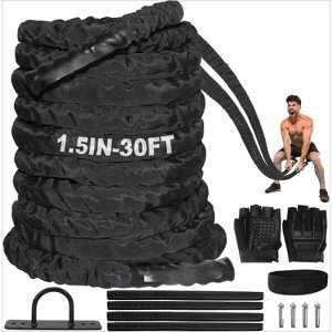 Battle Rope for Home Gym, Heavy Weighted Training Rope with Protective Cover for Full Body Workout - 1 of 4