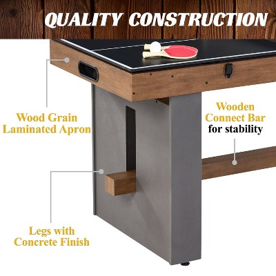 Barrington 54" 3-in-1 Wood and Concrete Game Table