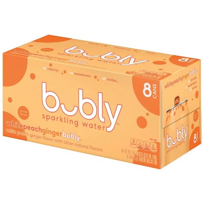 bubly White Peach Ginger Sparkling Water - 8pk/12 fl oz Cans