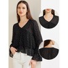 Allegra K Women's Polka Dots V Neck Long Sleeve Flouncing Casual Blouse - 2 of 4