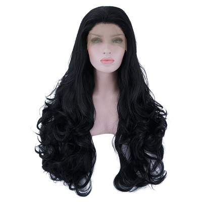 Unique Bargains Women's Long Body Wave Lace Front Wigs with Wig Cap 24" Black 21" - 23" 1PC