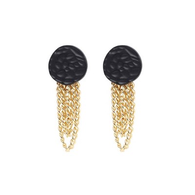 SOHI Women's Black Chain Drop Earrings