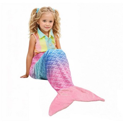 Catalonia Mermaid Tail Blanket for Toddlers Girls, Super Soft Plush Flannel Mermaid Sleeping Bag, Unicorn Pattern, Gift for Girls