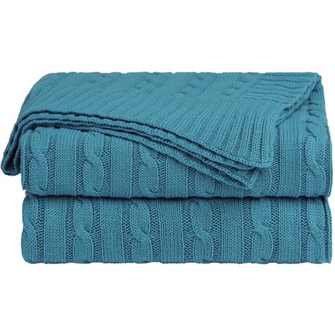 Teal knit best sale throw blanket