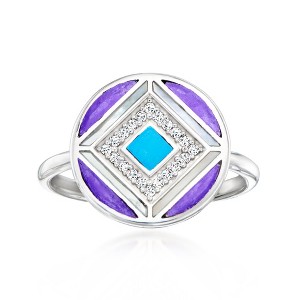 Ross-Simons Mother-Of-Pearl and 4.10 ct. t.w. Multi-Gemstone Disc Ring in Sterling Silver - 1 of 4