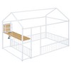 Full-Size Metal House Bed Frame with Integrated Desk, Shelves, Electrical Outlets, and USB Ports - 3 of 4