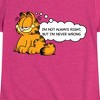 Girls' - Garfield - Not Always Right Fitted Short Sleeve Graphic T-Shirt - 2 of 4