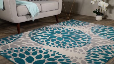 Sunburst Floral Medallion 6'6" x 9' Yellow Synthetic Area Rug