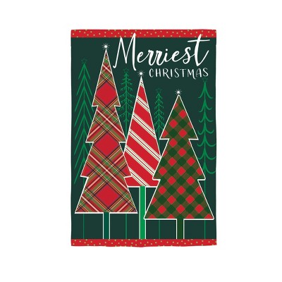 Evergreen Garden Flag Merriest Christmas Tree Applique Double Sided ...