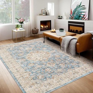 Acekool 9x12 Washable Boho Vintage Medallion Area Rug, Non-Slip, Stain Resistant, Non-Shedding Carpet for Living Room, Bedroom, Office - 1 of 4