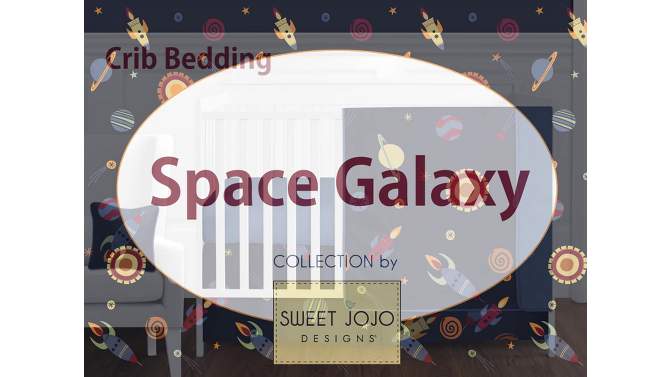 Sweet Jojo Designs Boy Baby Fitted Crib Sheet Space Galaxy Navy Blue Red and Yellow, 2 of 8, play video