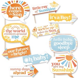 Big Dot of Happiness Funny Here Comes The Son Photo Booth Props Kit, Boy Boho Baby Shower Activity - 10 Piece - 1 of 4