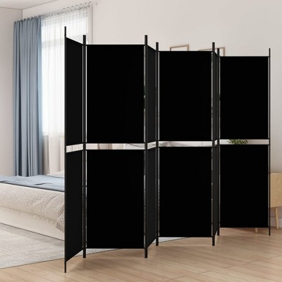 vidaXL Black 6-Panel Room Divider, Durable Fabric, Versatile Partition Screen for Bedroom, Office and Studio, Foldable and Easy to Store, 118.1"x78.7"