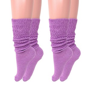 Slouch Socks for Women Cotton Lightweight Scrunch Knee High Socks 2 Pairs Fits Shoe Sizes 5-10 - 1 of 1