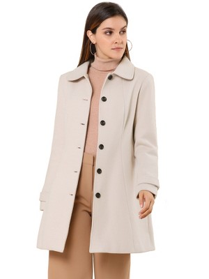 INSPIRE CHIC Women's Peter Pan Collar Single Breasted Winter Long Overcoat