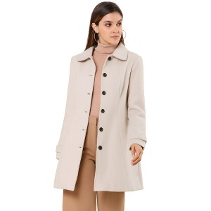 INSPIRE CHIC Women's Peter Pan Collar Single Breasted Winter Long Overcoat - 1 of 4