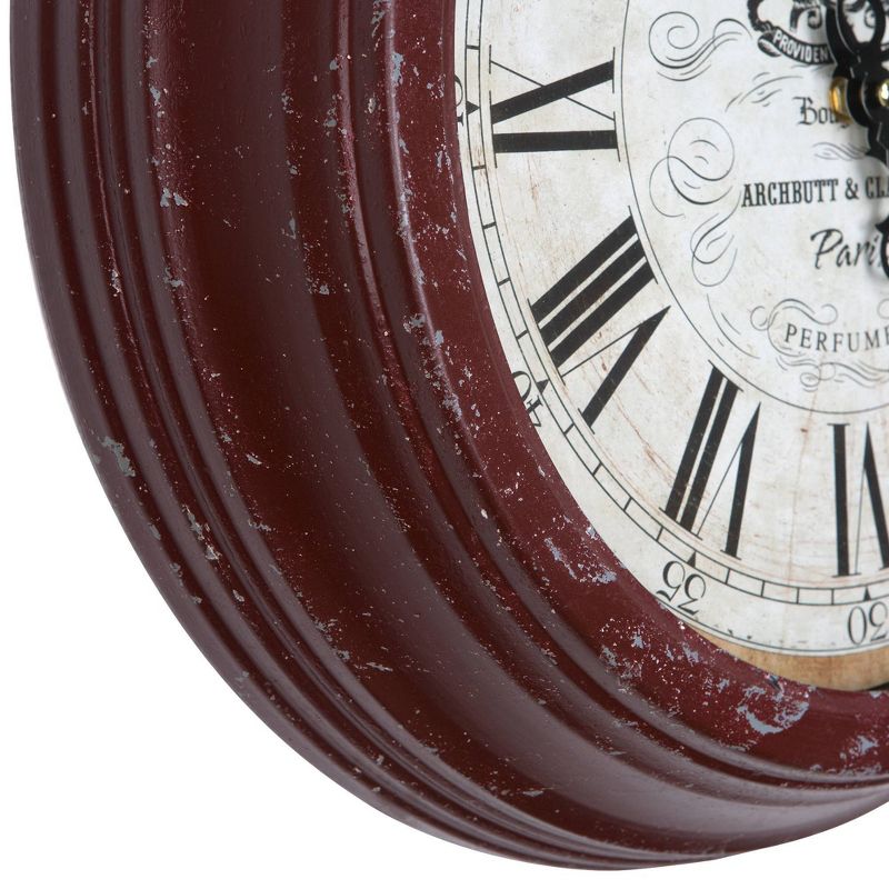 16&#188;&#34; Round Wall Clock Distressed Red - Yosemite Home Decor, 2 of 8