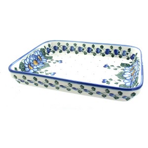 Blue Rose Polish Pottery 43B WR Unikat Large Rectangular Baker - 1 of 1