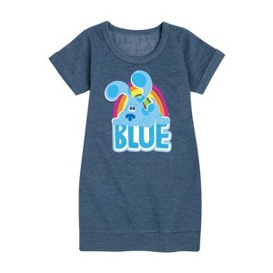 - Blue's Clues & You! - Blue Graphic Short Sleeve Fleece Dress - 1 of 4