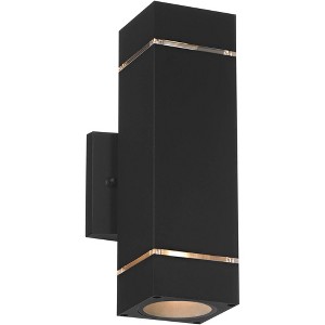 Possini Euro Design Skyridge 11 3/4" High Mid Century Modern Outdoor Wall Light Fixture Mount Porch House Exterior Up-Down LED Bulb Black Aluminum - 1 of 4