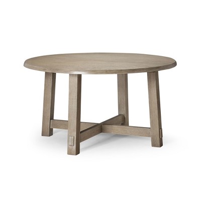 Maven Lane Sasha Rustic Round Wooden Dining Table in Weathered Grey Finish