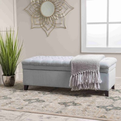 CAVINAS PU Leather Storage Ottoman Bench with Tray Top,Upholstered Storage Ottoman,Storage Benches for Living Room,Bedroom