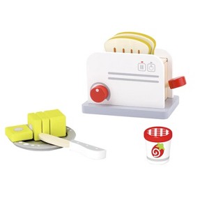 Toysters 7-Piece Wooden Toaster Toy Playset Pretend Play Kitchen Play Food  For Boys and Girls - 1 of 3