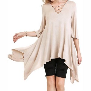 Women's Crossed Bell Sleeve Asymmetrical Tunic - umgee - 1 of 3