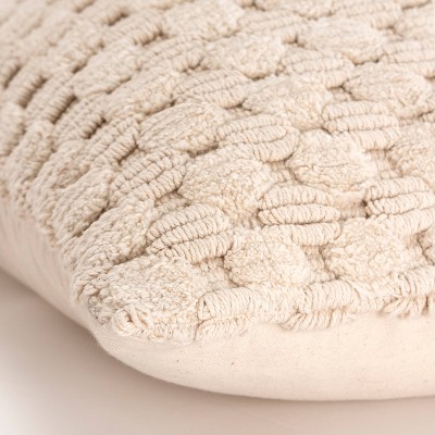 Natural Cotton Textured 20" Throw Pillow