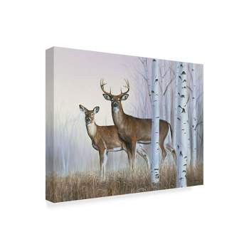Trademark Fine Art -Rusty Frentner 'Deer In Birch Woods' Canvas Art