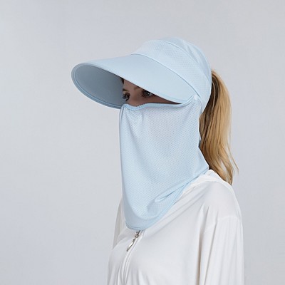 Anna-Kaci Womens Detachable Face Cover Sun Visor Cap UV Protection Mesh Panel Design with Extra Wide Brim